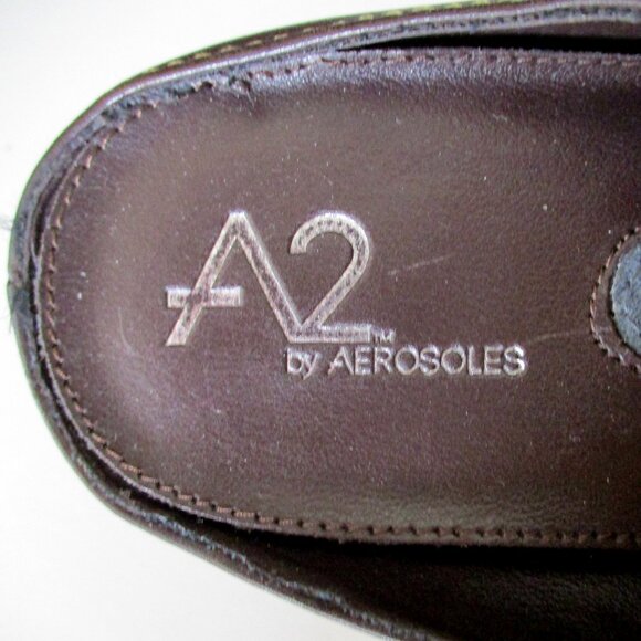 A2 by Aerosoles "Snapezoid" Womens Brown Leather Mule w/3" Heel - Size 7M - Picture 5 of 8